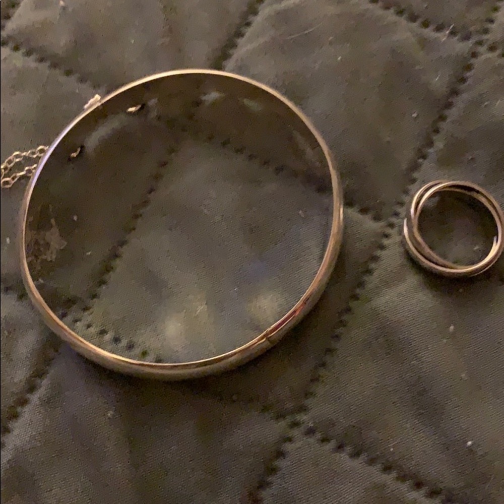 Sterling silver stamped bracket and ring